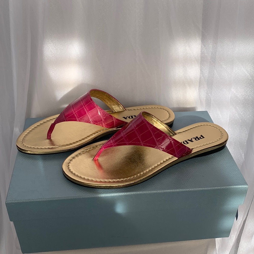 Brand New Prada Crocodile Sandals Fuschia size 37